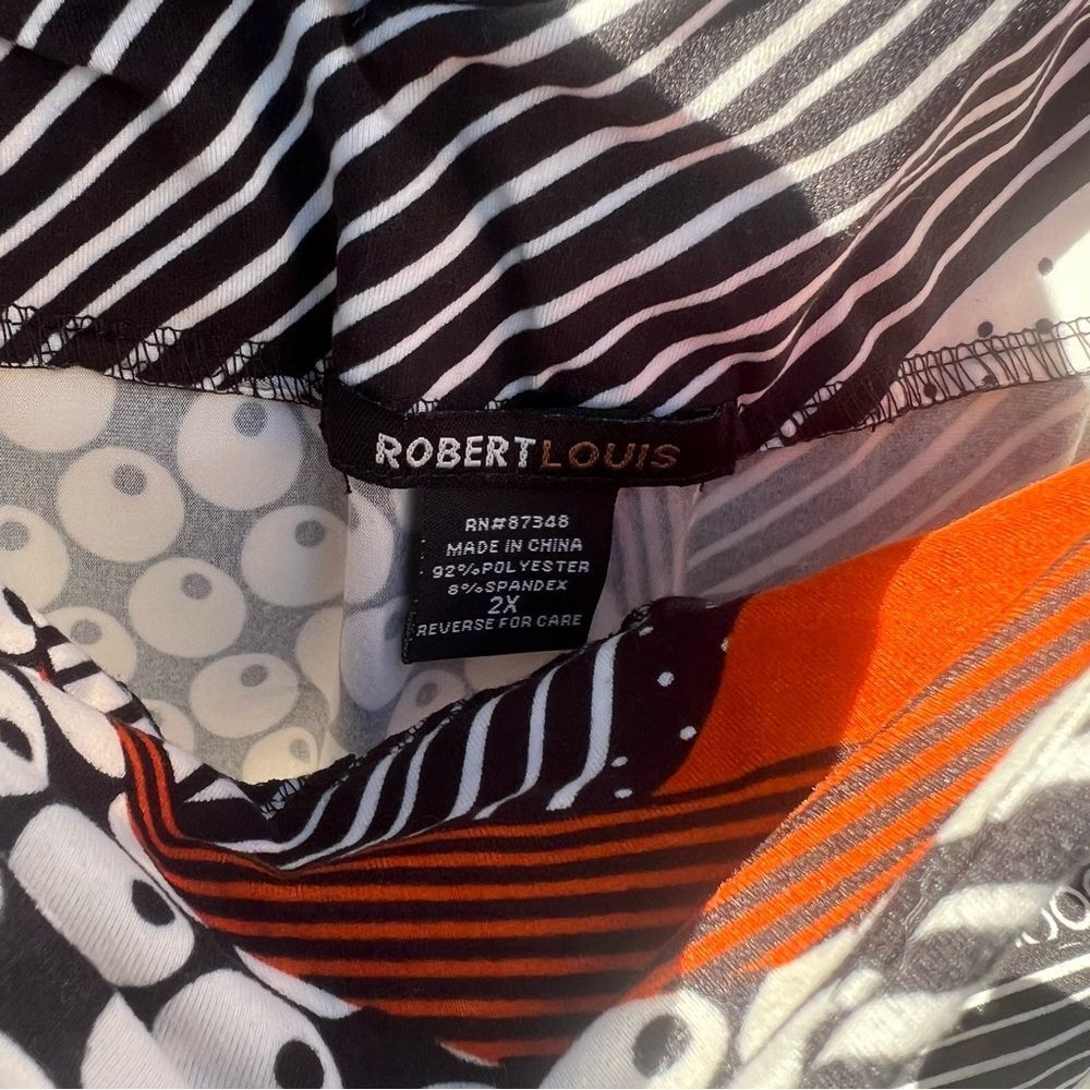 Robert Louis Geometric Black and Orange Maxi Skirt - Picture 4 of 4